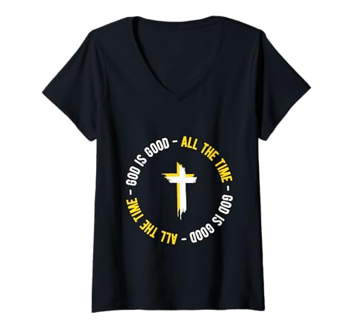 Damen Gott ist die ganze Zeit gut, christliches, glaubensübergreifendes Design T-Shirt mit V-Ausschnitt Damen Gott ist die ganze Zeit gut, christliches, glaubensübergreifendes Design T-Shirt mit V-Ausschnitt von Faith Based Gifts of God