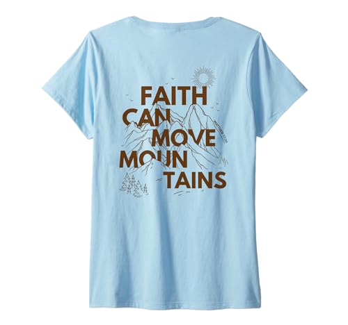 Damen Faith Can Move Mountains Christliche Schrift auf der Rückseite T-Shirt mit V-Ausschnitt Damen Faith Can Move Mountains Christliche Schrift auf der Rückseite T-Shirt mit V-Ausschnitt von Faith Can Move Mountains Bible Verse Apparel