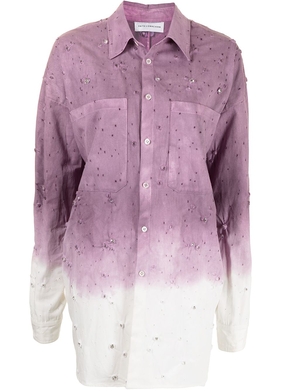 Faith Connexion Hemdjacke mit Bleached-Effekt - Violett von Faith Connexion