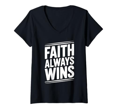 Damen Der Glaube gewinnt Immer die inspirierende christliche Botschaft T-Shirt mit V-Ausschnitt Damen Der Glaube gewinnt Immer die inspirierende christliche Botschaft T-Shirt mit V-Ausschnitt von Faith Driven Apparel by Inspiring Designs