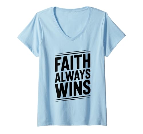 Damen Der Glaube gewinnt Immer die inspirierende christliche Botschaft T-Shirt mit V-Ausschnitt Damen Der Glaube gewinnt Immer die inspirierende christliche Botschaft T-Shirt mit V-Ausschnitt von Faith Driven Apparel by Inspiring Designs