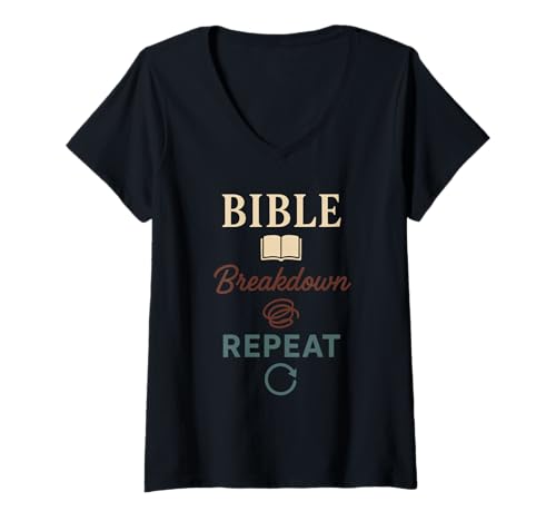 Damen Christliche Homeschool-Mutter erschöpft Chaos Glaube Humor T-Shirt mit V-Ausschnitt von Faith-Filled Funny Homeschool Grace Coffee Jesus