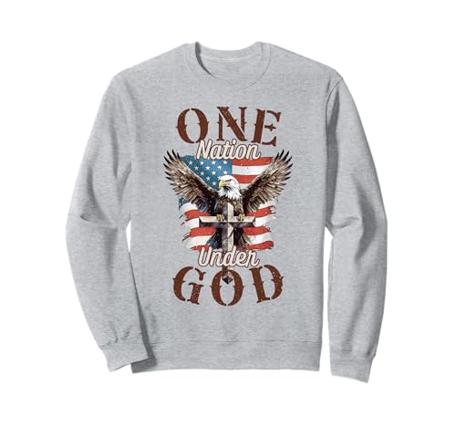 One Nation Under God Adlerkreuz und amerikanische Flagge Männer Frauen Sweatshirt One Nation Under God Adlerkreuz und amerikanische Flagge Männer Frauen Sweatshirt von Faith Freedom Bald Eagle Christian Flag Apparel