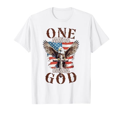 One Nation Under God Adlerkreuz und amerikanische Flagge Männer Frauen T-Shirt One Nation Under God Adlerkreuz und amerikanische Flagge Männer Frauen T-Shirt von Faith Freedom Bald Eagle Christian Flag Apparel