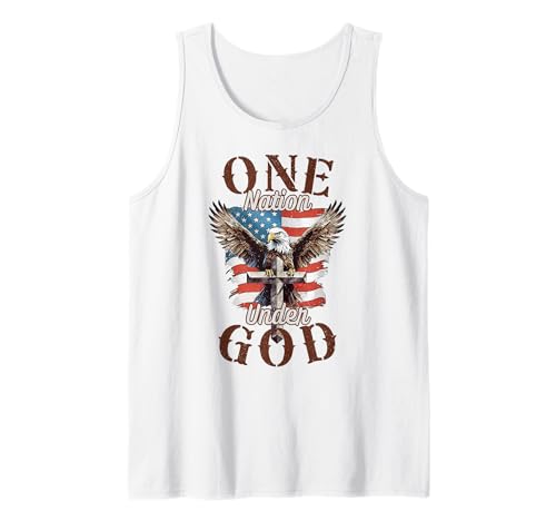 One Nation Under God Adlerkreuz und amerikanische Flagge Männer Frauen Tank Top One Nation Under God Adlerkreuz und amerikanische Flagge Männer Frauen Tank Top von Faith Freedom Bald Eagle Christian Flag Apparel