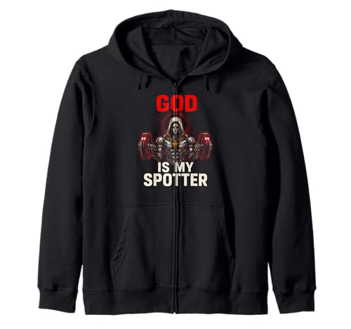 Christian Fitness God is My Spotter Cool Herren Religiös Kapuzenjacke von Faith Fueled Fitness Christian Bible Apparel
