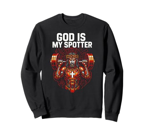 Christian Fitness God is My Spotter Cool Herren Religiös Sweatshirt Christian Fitness God is My Spotter Cool Herren Religiös Sweatshirt von Faith Fueled Fitness Christian Bible Apparel