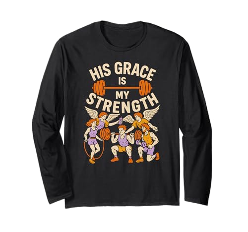 Faith Fitness His Grace is My Strength Cool Herren Bibelvers Langarmshirt Faith Fitness His Grace is My Strength Cool Herren Bibelvers Langarmshirt von Faith Fueled Fitness Christian Bible Apparel