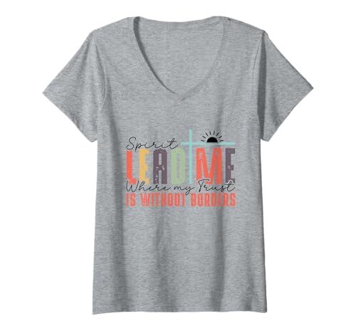 Damen Spirit Lead Me Christian Faith Bibelvers T-Shirt mit V-Ausschnitt Damen Spirit Lead Me Christian Faith Bibelvers T-Shirt mit V-Ausschnitt von Faith Inspired Designs