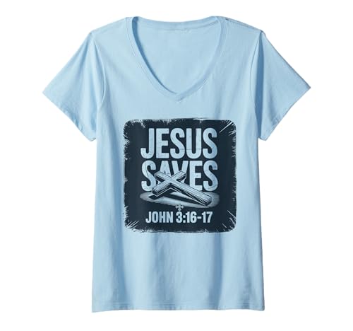 Damen Faith Cross Spiritual Message Inspirational Design T-Shirt mit V-Ausschnitt Damen Faith Cross Spiritual Message Inspirational Design T-Shirt mit V-Ausschnitt von Faith Message Cross Spiritual Scripture Gifts