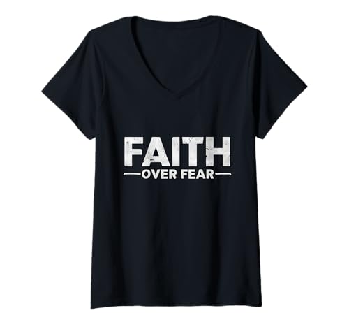Damen Faith Over Fear Kapuzenpulli Jesus Christian T-Shirt mit V-Ausschnitt Damen Faith Over Fear Kapuzenpulli Jesus Christian T-Shirt mit V-Ausschnitt von Faith Over Fear Hoodie Jesus Christian
