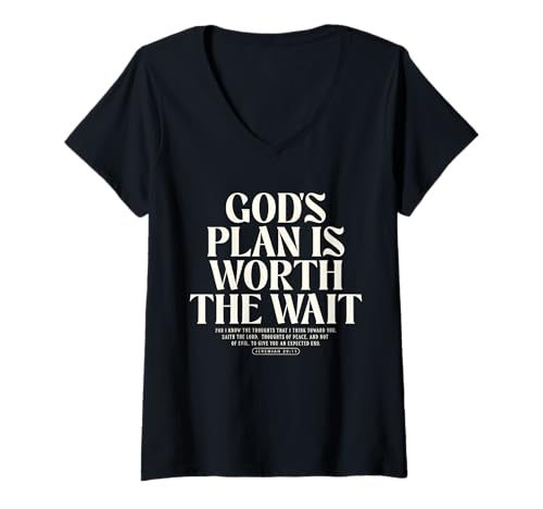 Damen Christlicher Jesus Glaube religiöser inspirierender Bibelvers T-Shirt mit V-Ausschnitt Damen Christlicher Jesus Glaube religiöser inspirierender Bibelvers T-Shirt mit V-Ausschnitt von Faith Over Fear Religious Saying gifts