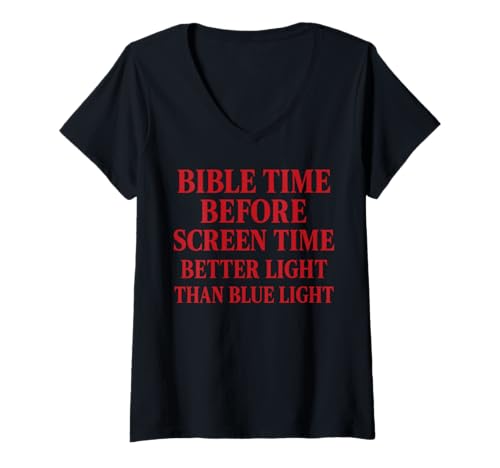 Damen Bibelzeit vor Bildschirmzeit, christliches Zitat T-Shirt mit V-Ausschnitt Damen Bibelzeit vor Bildschirmzeit, christliches Zitat T-Shirt mit V-Ausschnitt von Faith Together Youth Groups Church Events