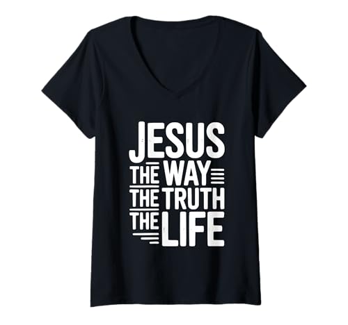 Damen Jesus Der Weg Die Wahrheit Das Leben Christlicher Glaube T-Shirt mit V-Ausschnitt Damen Jesus Der Weg Die Wahrheit Das Leben Christlicher Glaube T-Shirt mit V-Ausschnitt von Faith and Inspiration Apparel Shop for Believers