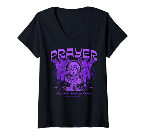 Damen Gebet – Christlicher Bibelvers Glaube T-Shirt mit V-Ausschnitt Damen Gebet – Christlicher Bibelvers Glaube T-Shirt mit V-Ausschnitt von Faith & Light Clothing