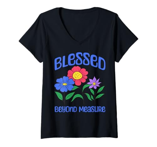 Damen Gesegnet – christlicher Bibelvers Glaube T-Shirt mit V-Ausschnitt Damen Gesegnet – christlicher Bibelvers Glaube T-Shirt mit V-Ausschnitt von Faith & Light Clothing
