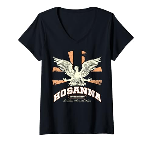 Damen Hosanna – Christlicher Bibelvers Glaube T-Shirt mit V-Ausschnitt Damen Hosanna – Christlicher Bibelvers Glaube T-Shirt mit V-Ausschnitt von Faith & Light Clothing