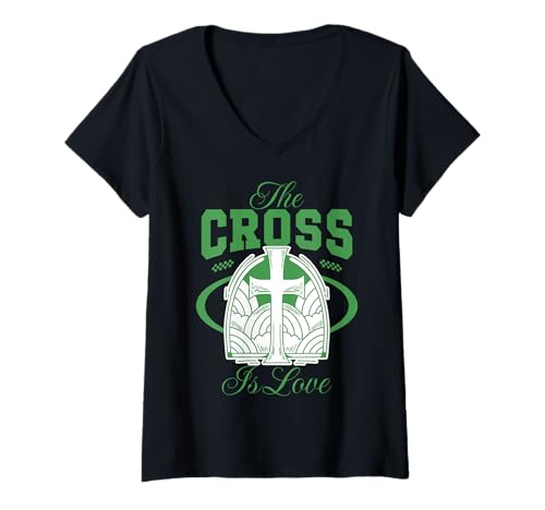 Damen The Cross is Love - Christlicher Bibelvers Faith T-Shirt mit V-Ausschnitt Damen The Cross is Love - Christlicher Bibelvers Faith T-Shirt mit V-Ausschnitt von Faith & Light Clothing