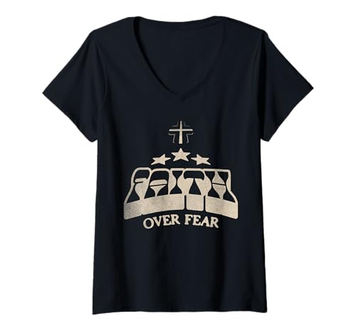 Damen Faith Over Fear - Christlicher Glaube Jesus Glaube T-Shirt mit V-Ausschnitt Damen Faith Over Fear - Christlicher Glaube Jesus Glaube T-Shirt mit V-Ausschnitt von Faith & Scripture Apparel