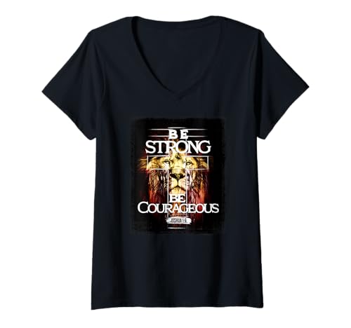 Damen Sei stark und mutig - Christlicher Glaube Jesus Glaube T-Shirt mit V-Ausschnitt Damen Sei stark und mutig - Christlicher Glaube Jesus Glaube T-Shirt mit V-Ausschnitt von Faith & Scripture Apparel