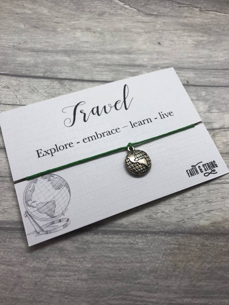 Reisen Freundschaft Armband Wanderlust Globe Charm Volunteer Geschenk Bon Voyage von FaithAndString