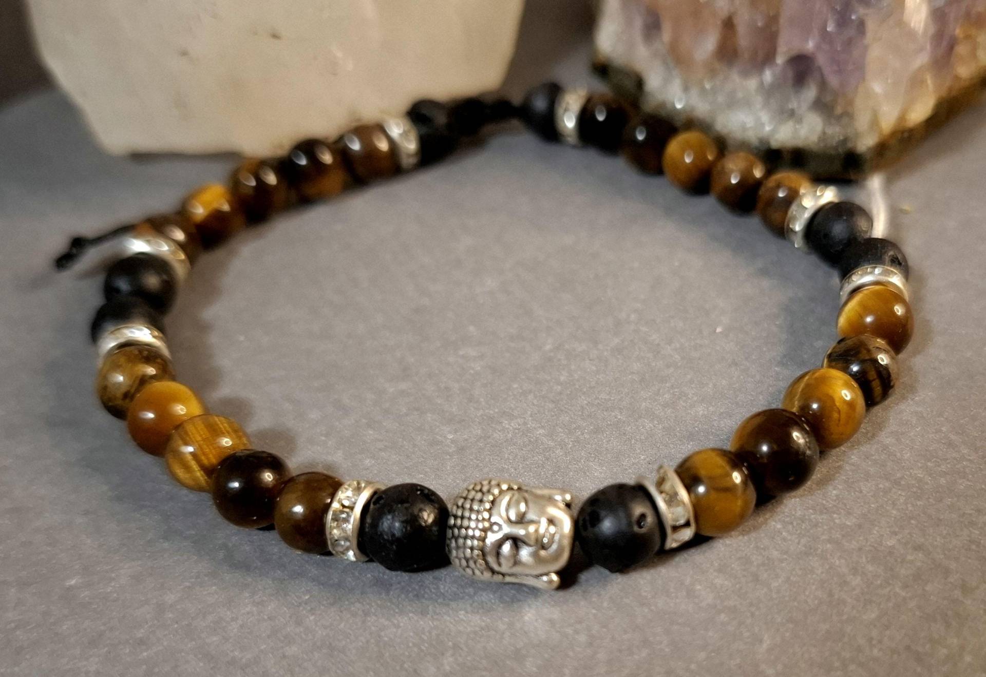 Armband Tigerauge Mit Lavastein Edelsteinarmband Armband Tigerauge Mit Lavastein Edelsteinarmband von FaithEnergy