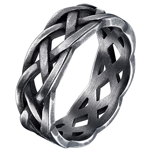 FaithHeart Grau Ring Fingerring für Damen Mädchen 7mm breit Keltischer Knot Fingerring Ewigkeit Ring Celtic Knot Ring mit Geschenkebox für Weihnachten Valentinstag von FaithHeart