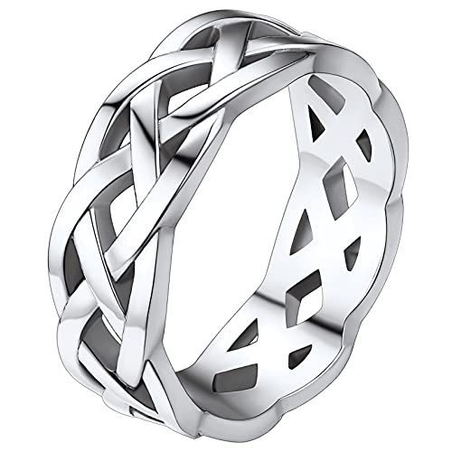 FaithHeart Silber Fingerring für Damen Mädchen 7mm breit Keltischer Knot Fingerring Ewigkeit Ring Celtic Knot Ring mit Geschenkebox für Weihnachten Valentinstag von FaithHeart