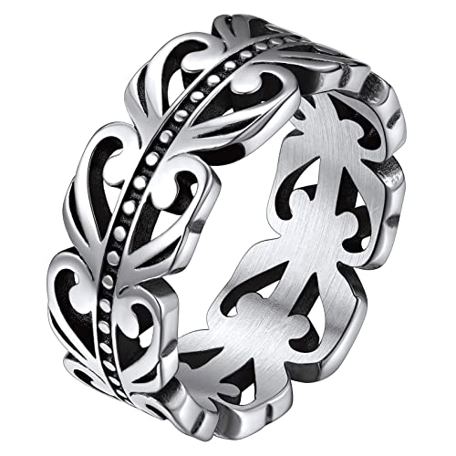 FaithHeart Silber Fingerring für Damen Mädchen 8mm breit Fingerring Ewigkeit Ring Triquetra Rattan keltischer Knoten Ring Schmuck für Weihnachten Valentinstag von FaithHeart