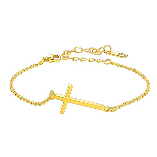 FaithHeart 17+5cm Armband/Fußkette aus 316L Edelstahl 18k vergoldet plattiert Armschmuck/Fußschmuck mit Geschenkebox für Mädchen und Frauen von FaithHeart