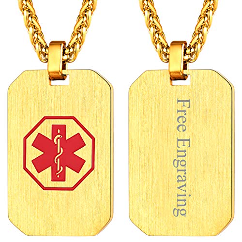 FaithHeart 18K Kette mit Erkennungsmarke Anhänger Militärische Dog Tag Kette mit Schmuckbox für Sie und Ihre Familien von FaithHeart