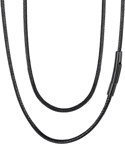 FaithHeart 2mm Lederhalskette für Herren, Kunstleder Kette ohne Anhänger, 70cm lang Lederkette mit Schwarz Verschluss von FaithHeart