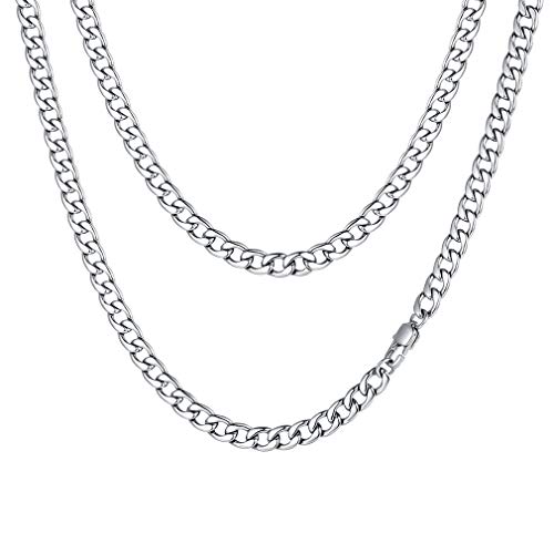 FaithHeart Edelstahl Panzerkette für Damen und Herren, 5MM Breit 70cm Lang Punk Halskette, Massive Panzerkette Halskette ohne Anhänger, Hip pop Halskette für Freunden Sohn Papa von FaithHeart