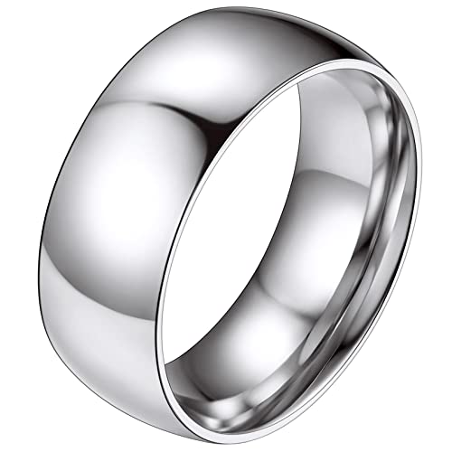 FaithHeart 8mm Midi Damenring Edelstahl Herren Statement Ring Bandring Damen Mädchen Knuckle Fingerring Trauring mit Geschenkebox für Valentinstag Weihnachten Geburtstag von FaithHeart