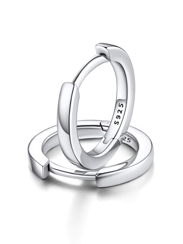 FaithHeart Ohrringe Silber 925 Kleine Creolen Huggies 10mm Ohrstecker für Damen Mädchen Helix Piercing Klappcreolen Silberohrringe Groß Ohrpiercing Kreolen Valentisntag Weihnachten von FaithHeart