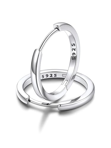 FaithHeart 925 Silber Ohrstecker 16MM Huggie Creolen Ohrringe für Damen Mädchen Knorpel Kreolen Klappcreolen Silberohrringe Herren Ohrpiercing Helix Piercings Schmuck von FaithHeart