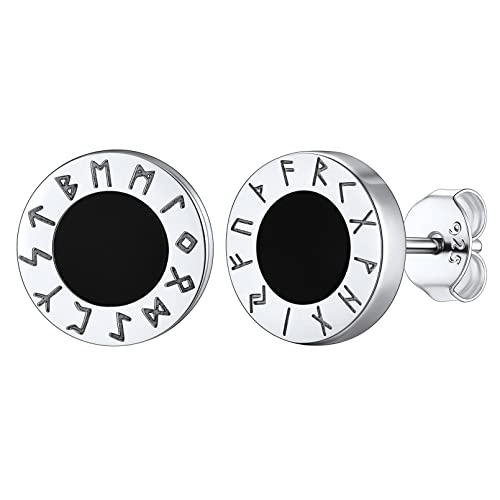 FaithHeart 925 Silber Rune Ohrstecker für Herren Jungen Wikinger Stil Rune Symbol Ohrschmuck mit Geschenkebox für Valentinstag Geburtstag von FaithHeart