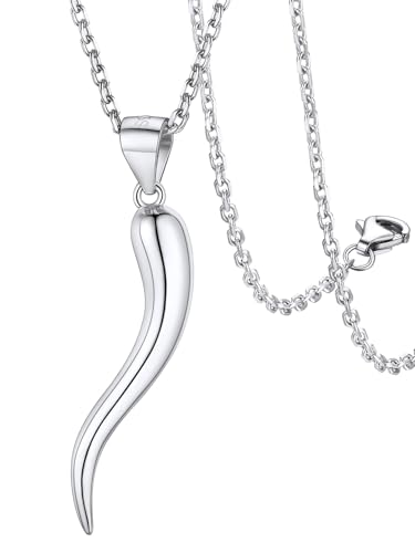 FaithHeart 925 Sterling Silber Italienische Horn Anhänger Halskette Charm Cornicello Glücksbringer Kette mit Geschenkebox für Valentinstag Geburtstag von FaithHeart