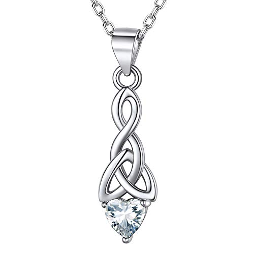 FaithHeart 925 Sterling Silber Kelischer Knot Kette Herz Anhänger für Damen Mädchen Diamant Anhänger für Verlorbung Hochzeit von FaithHeart