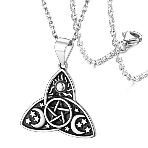 FaithHeart 925 Sterling Silber Trinity Keltischer Knot Anhänger Celtic Knot Halskette mit Triple Mond mit Geschenkebox für Geburtstag Weihnachten Valentinstag von FaithHeart