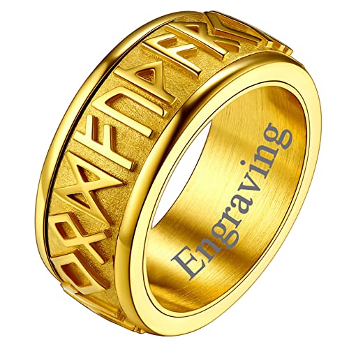 FaithHeart 9mm breit Spinnerring drehbarer Mittelring Herren Männer Viking Rune Fingerring mit Geschenkebox für Freunden Ehemann von FaithHeart