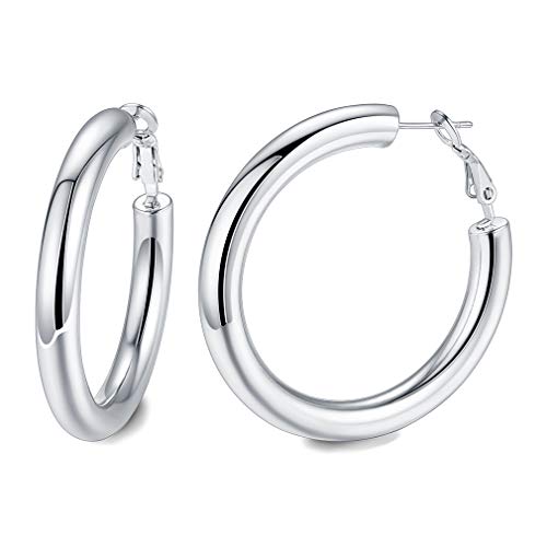 FaithHeart Damen Creolen Piercing Ohrringe Edelstahl 30mm leichter Hoop Piercing Ohrstecker mit Geschenkebox für damen und mädchen von FaithHeart