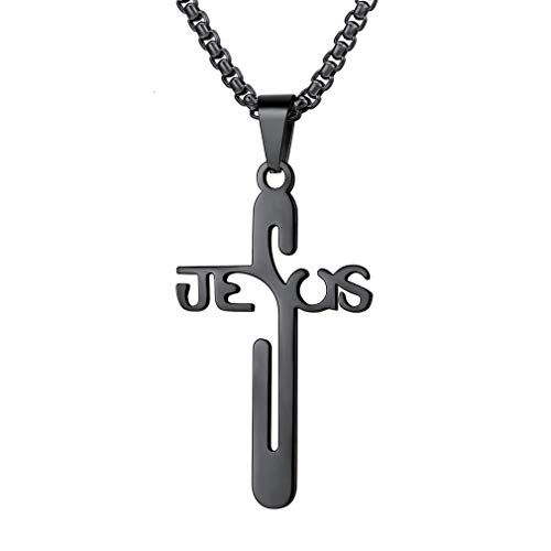 FaithHeart schwarz kruzifix anhänger herren jesus Amulett für Christliche Kreuz Anhänger Halskette Religiöser Schmuck von FaithHeart