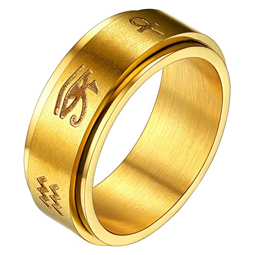 FaithHeart Damen Herren Spinnerring Horus Auge Meditaitons Fingerring Drehbarer Fingerring in Größe 65 für Weihnachten Valentinstag Geburtstag von FaithHeart