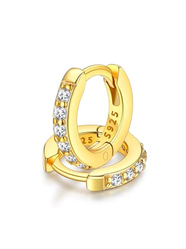 FaithHeart Damen Ohrringe Gold Creolen Silber 925 Ohrstecker Piercing Ohr Damenohrringe Zirkonia Helix Piercings Weihnachtsohrringe Goldohrringe 6MM Hängeohrringe Kreolen Ohrschmuck von FaithHeart