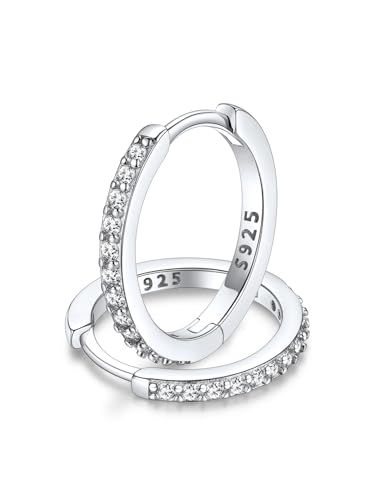 FaithHeart Damen Ohrringe Silber 925 Creolen Groß Damenohrringe Zirkonia Ohrstecker Piercing Ohr Weihnachtsohrringe Helix Piercings Durchmesser 12MM Hängeohrringe Kreolen Ohr Schmuck von FaithHeart