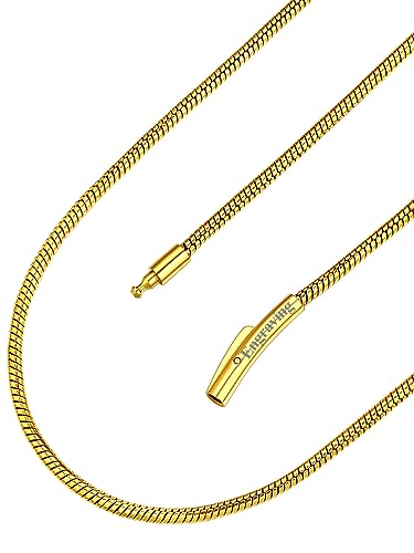 FaithHeart Damen Schlangenkette Gold 45cm lang Herren Halskette mit Gravur Damen Kette für Jeden Tag Party von FaithHeart