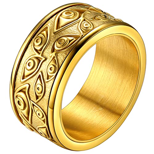 FaithHeart Damen Spinnerring Gottes Auge Fingerring in Ringgröße 62 Herren Jungen Drehbarer Fingerring mit Geschenkebox für Weihnachten Valentinstag Geburtstag von FaithHeart