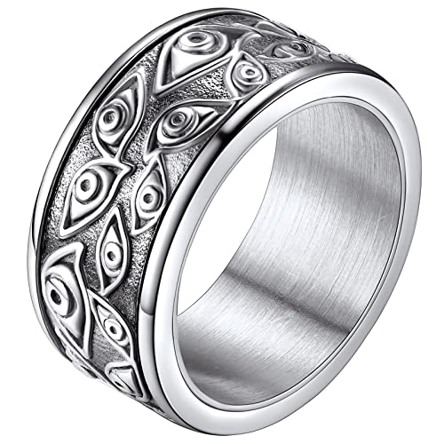 FaithHeart Damen Spinnerring Gottes Auge Fingerring in Ringgröße 62 Herren Jungen Drehbarer Fingerring mit Geschenkebox für Weihnachten Valentinstag Geburtstag von FaithHeart