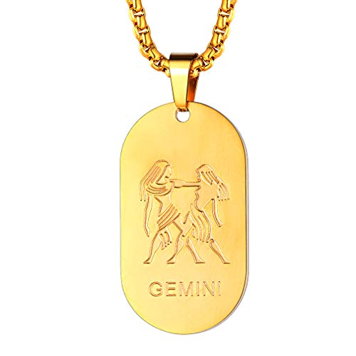 FaithHeart Dog Tag Halskette Zwillinge Sternzeichen Sternbild Anhänger Damen vergoldet herren Schmuck Kette von FaithHeart